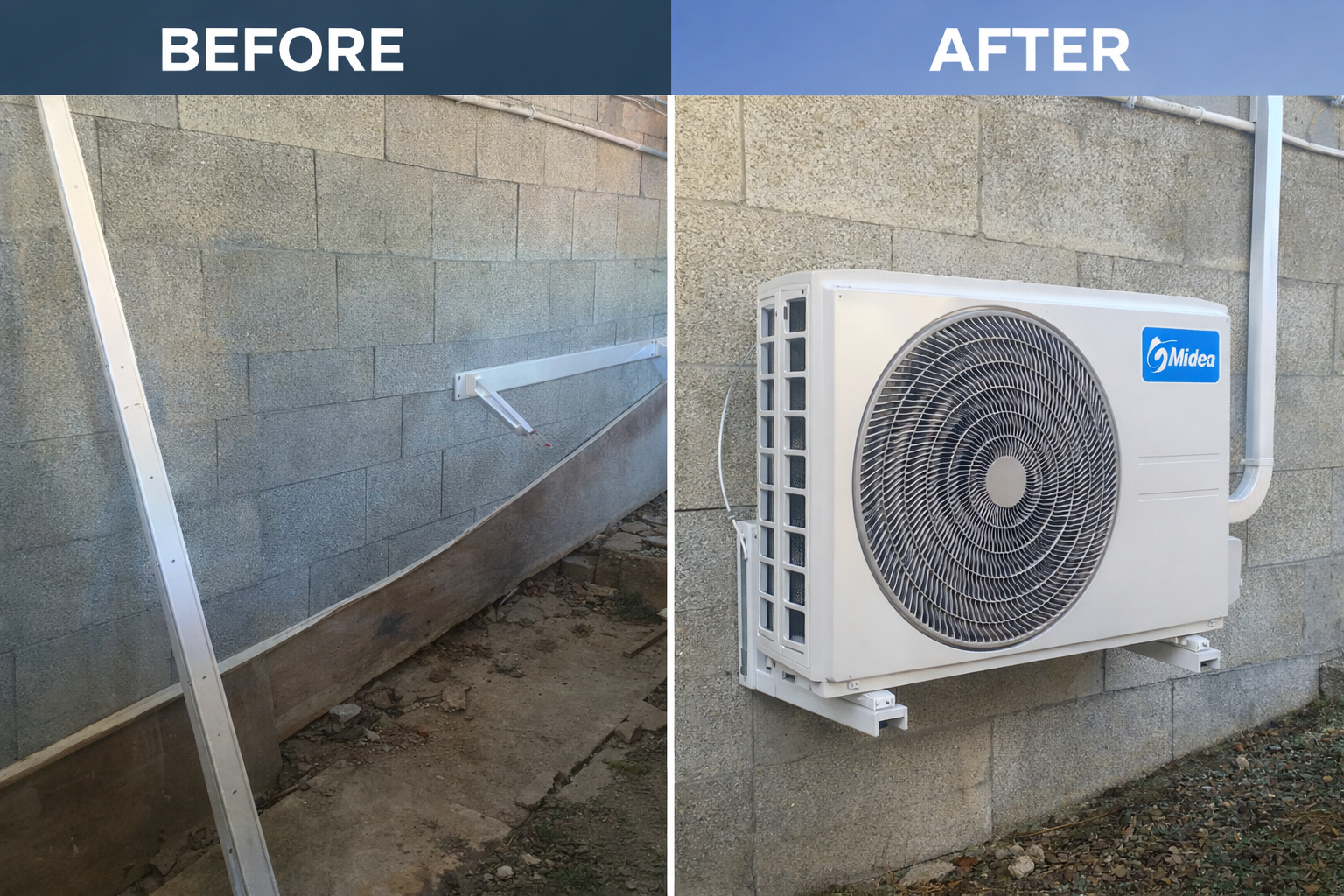 Avant après groupe extérieur tri-split SolutionsTechEnergies